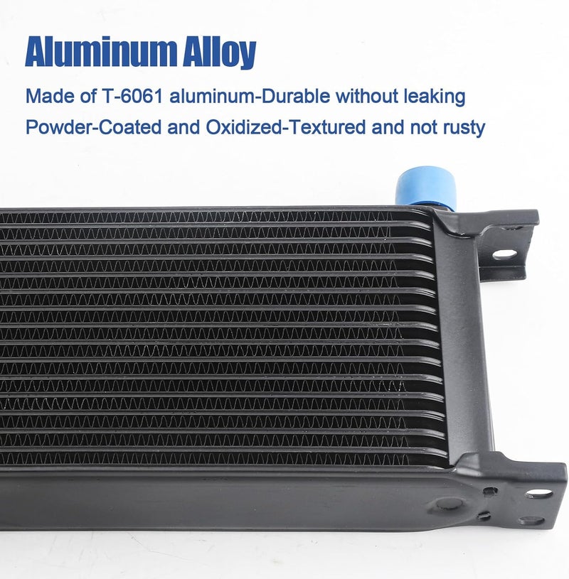 TomGoo Universal 16 Row Oil Cooler Kit, 10AN Transmission Engine Cooler Kit —Stacked Plate universal racing aluminum engine transmission oil cooler — Engine British Radiator Oil Cooler Condenser （black） - Image 2